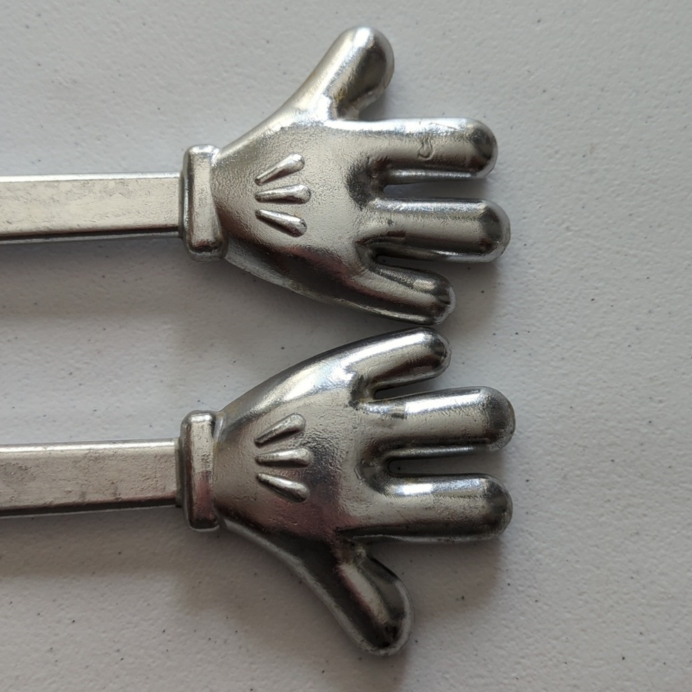 Disney Silver Hand-Shaped Stir/Salad Sticks Or Tongs ?? MICKEY!!!! - Picture 3 of 12